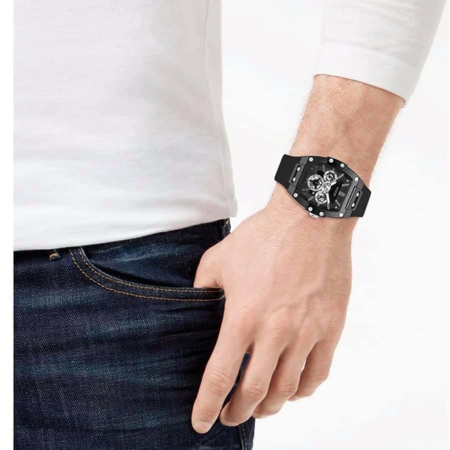 Đồng Hồ Guess Phoenix |Cặp Đôi |Chronograph |Mặt Đen |Dây Sillicone Đen |Size 43x36mm |donghogiatot.vn