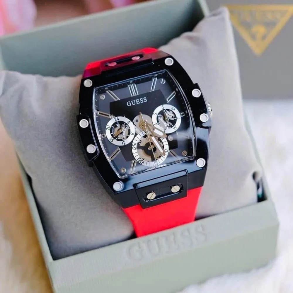 Đồng Hồ Guess Phoenix |Nam Giới |Chronograph |Dây Cao Su Đỏ |Máy Pin (Quartz) |Size 43x51mm |donghogiatot.vn