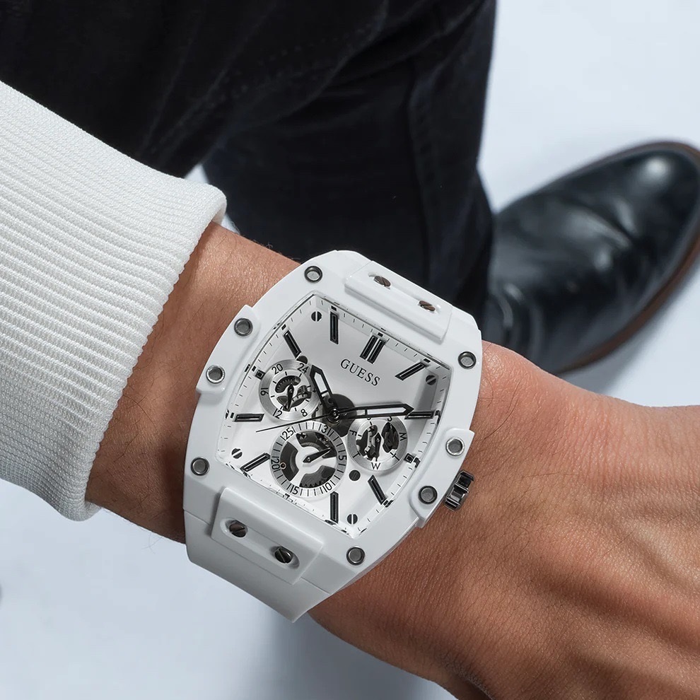 Đồng Hồ Guess Phoenix |Nam Giới |Chronograph |Dây Cao Su Trắng |Máy Pin (Quartz) |Size 43x51mm |donghogiatot.vn