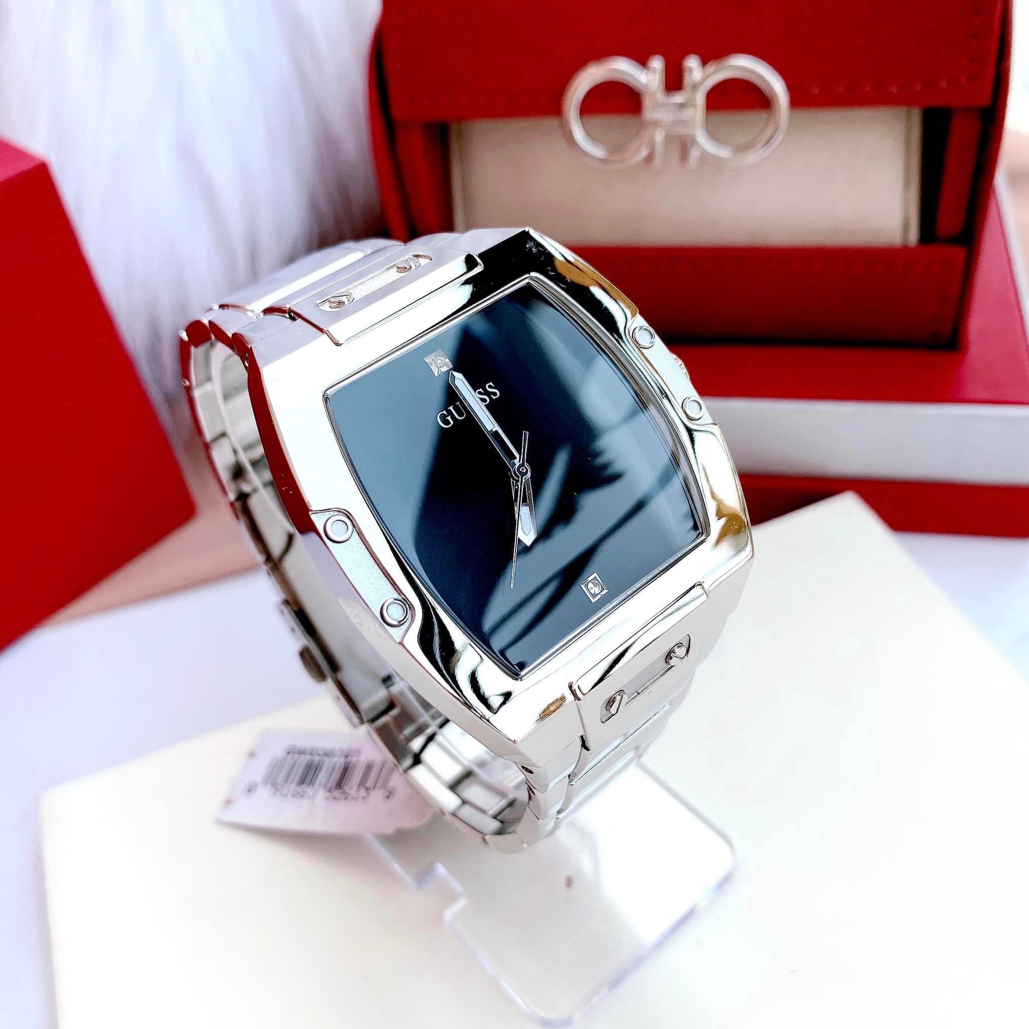 Đồng Hồ Guess Phoenix |Nam Giới |Mặt Đen |Dây Kim Loại Trắng Silver |Máy Pin (Quartz) |Size 43mm |donghogiatot.vn