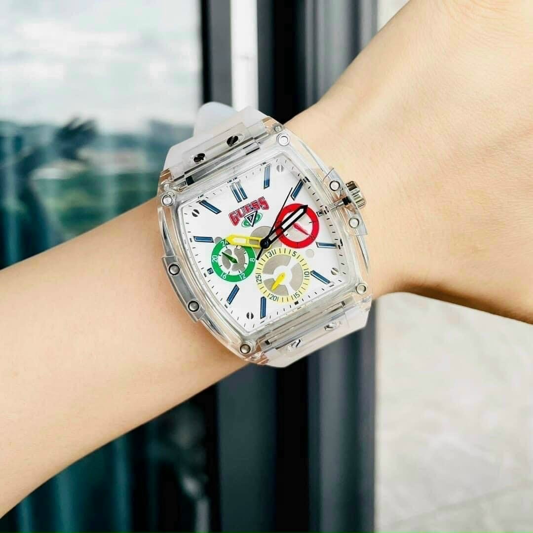 Đồng Hồ Guess Phoenix |Unisex |Chronograph |Dây Cao Su Trắng |Máy Pin (Quartz) |Size 43x51mm |donghogiatot.vn