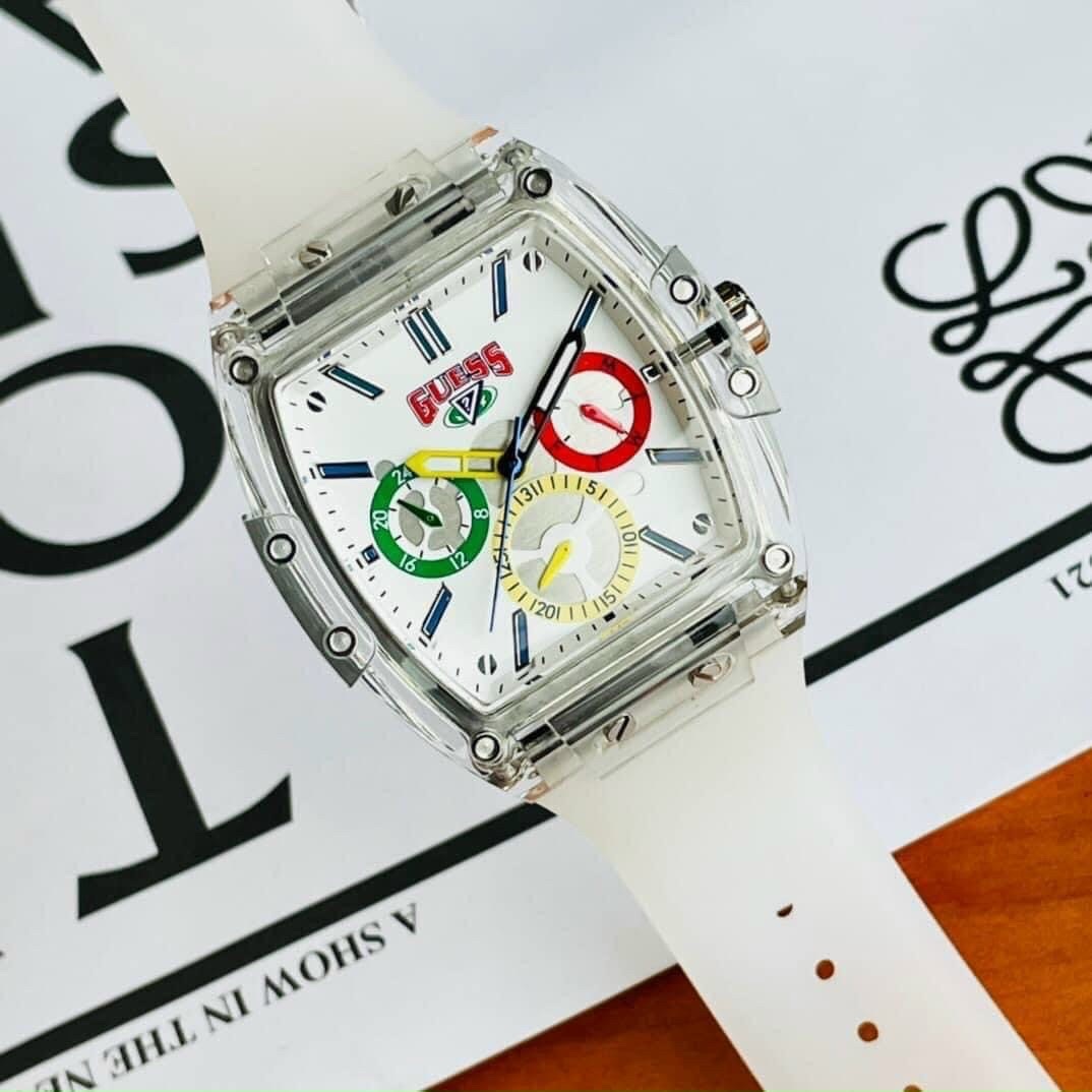 Đồng Hồ Guess Phoenix |Unisex |Chronograph |Dây Cao Su Trắng |Máy Pin (Quartz) |Size 43x51mm |donghogiatot.vn