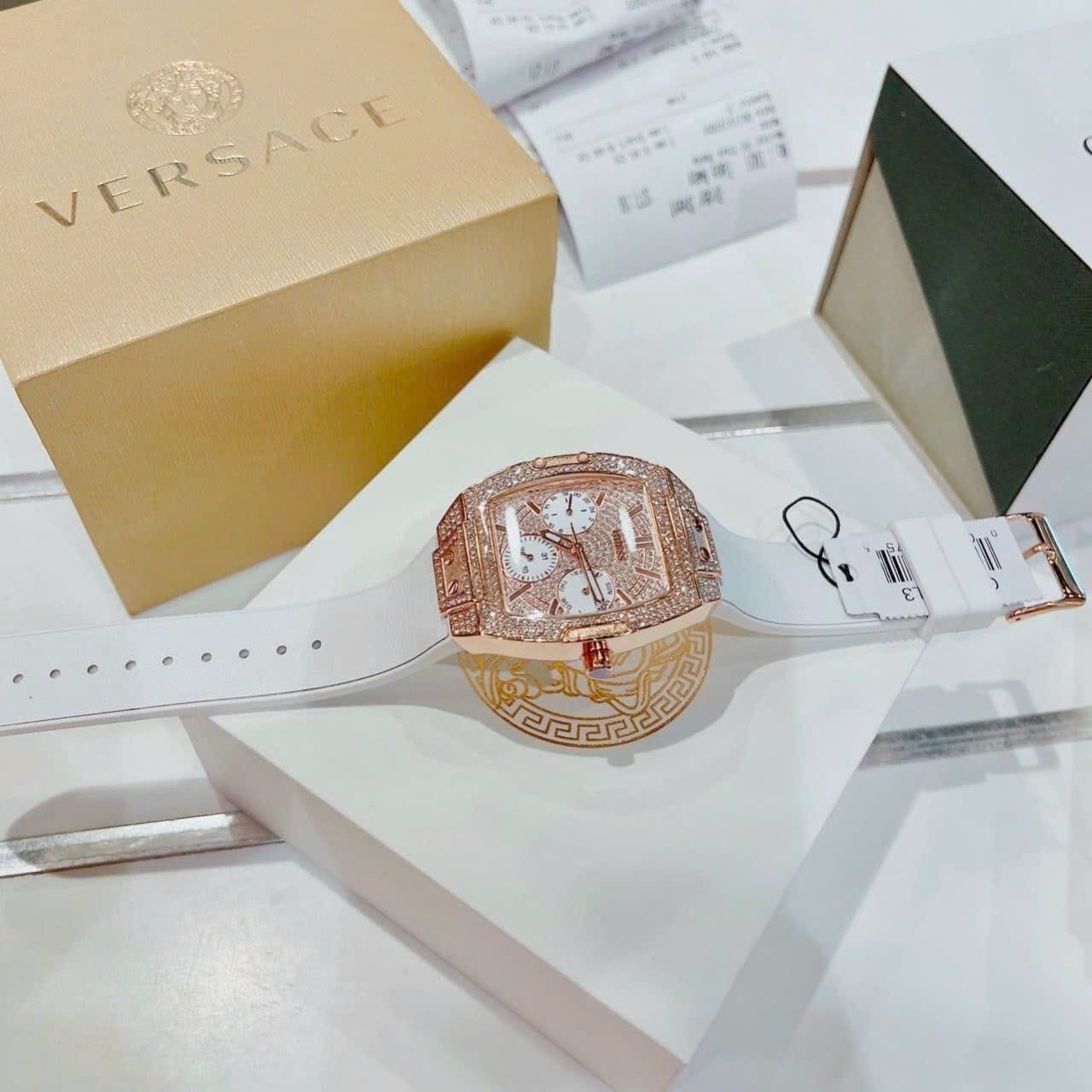 Đồng Hồ Guess Raven |Nữ Giới |Full Đá Rose Gold |Dây Sillicone Trắng |Máy Pin (Quartz) |Size 38mm |donghogiatot.vn