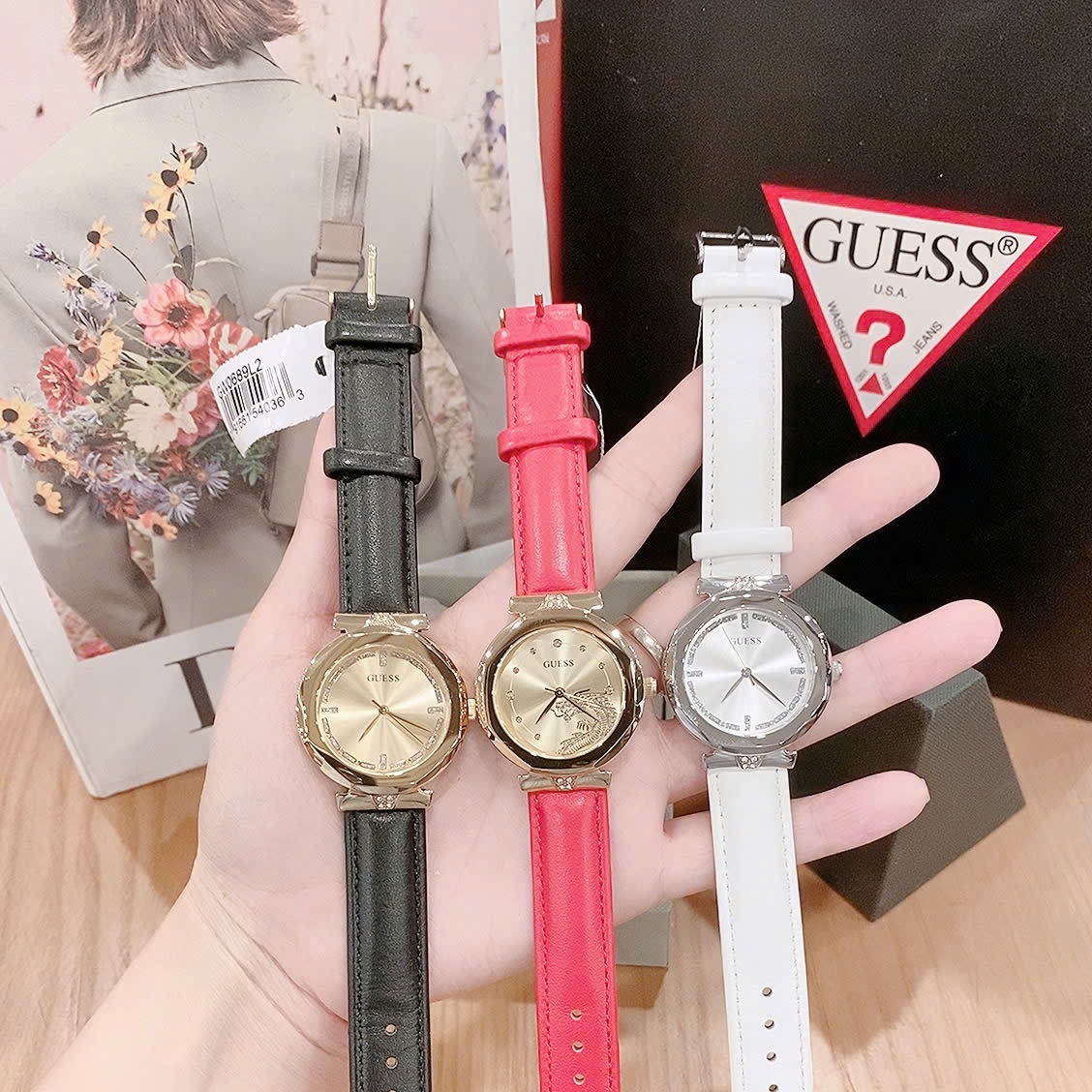 Đồng Hồ Guess Rumour |Nữ Giới |Mặt Silver |Dây Da Màu Trắng |Máy Pin (Quartz) |Size 34mm |donghogiatot.vn