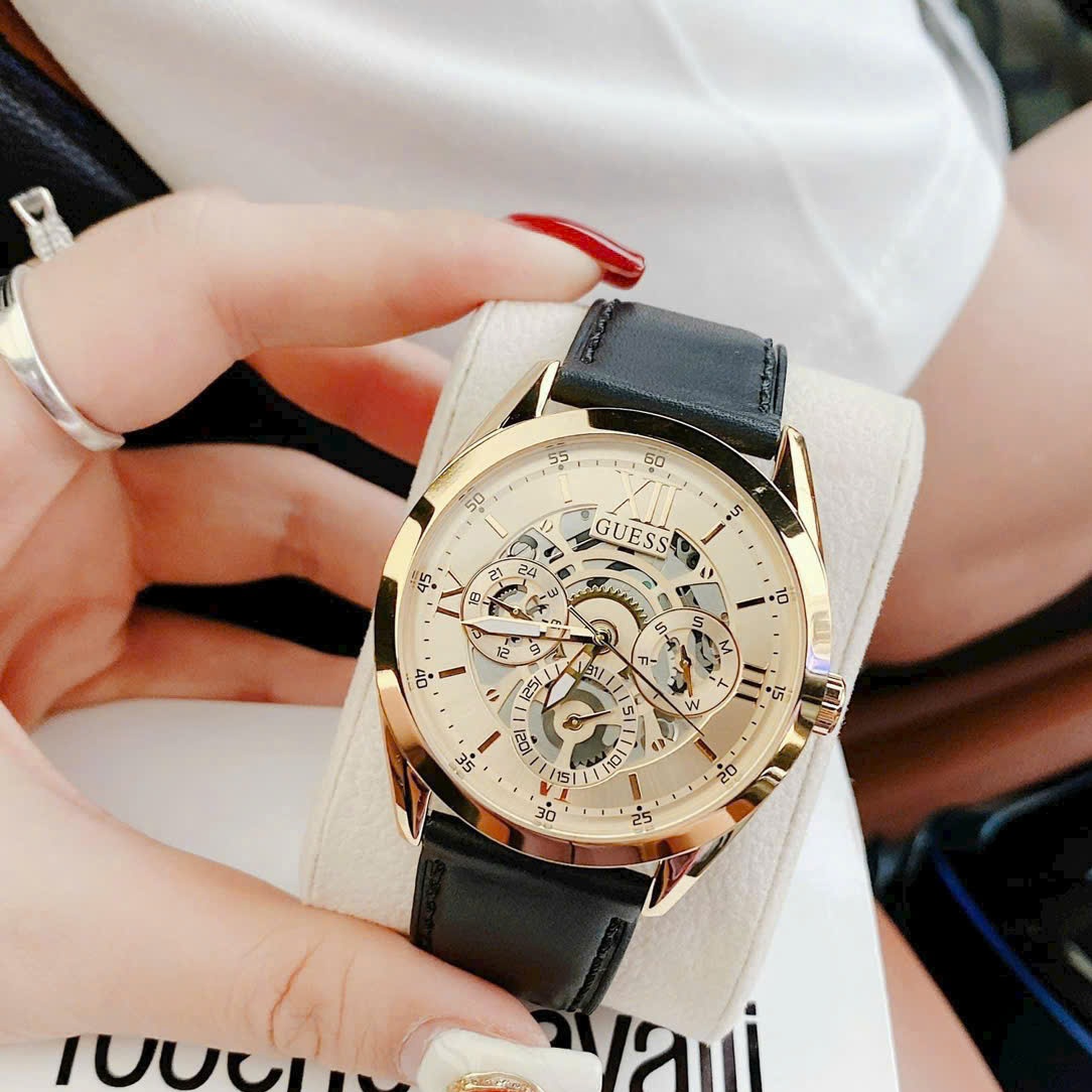 Đồng Hồ Guess Tailor |Nam Giới |6 Kim |Vàng Gold |Dây Da Đen |Máy Pin (Quartz) |Size 42mm |donghogiatot.vn
