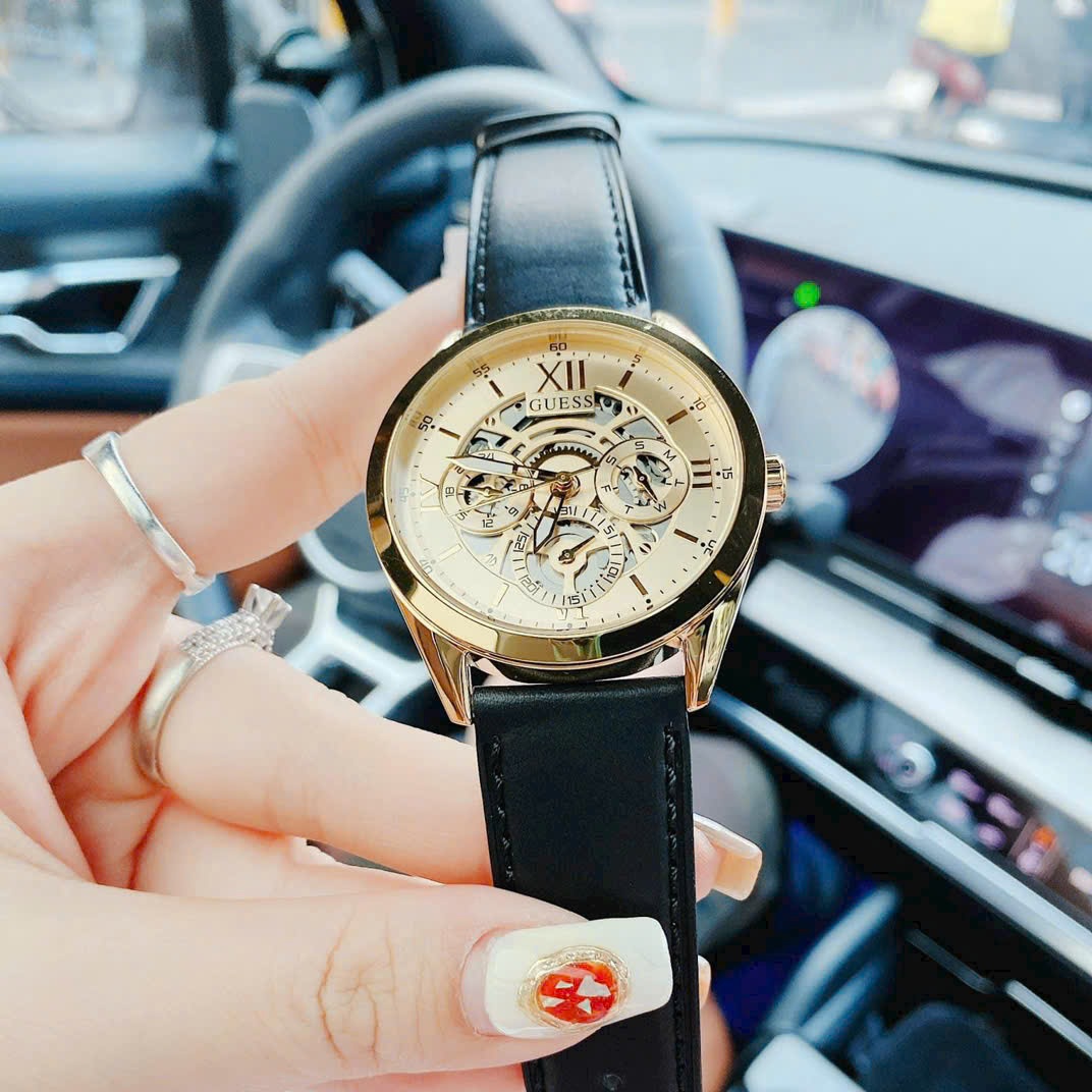 Đồng Hồ Guess Tailor |Nam Giới |6 Kim |Vàng Gold |Dây Da Đen |Máy Pin (Quartz) |Size 42mm |donghogiatot.vn