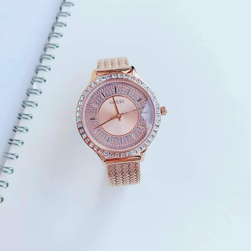 Đồng Hồ Guess Willow |Nữ Giới |Đính Đá |Dây Lưới Rose Gold |Máy Pin (Quartz) |Size 38mm |donghogiatot.vn