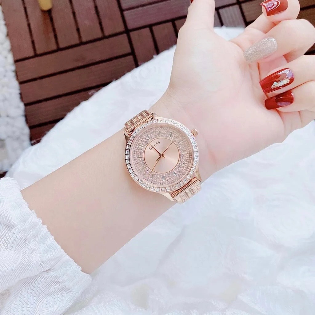 Đồng Hồ Guess Willow |Nữ Giới |Đính Đá |Dây Lưới Rose Gold |Máy Pin (Quartz) |Size 38mm |donghogiatot.vn