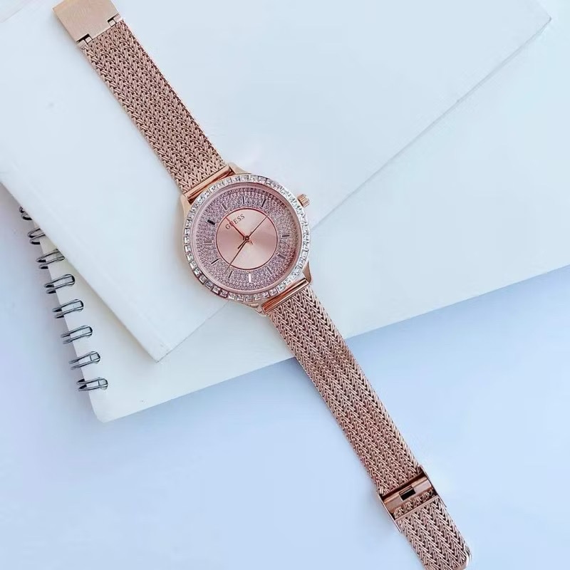 Đồng Hồ Guess Willow |Nữ Giới |Đính Đá |Dây Lưới Rose Gold |Máy Pin (Quartz) |Size 38mm |donghogiatot.vn