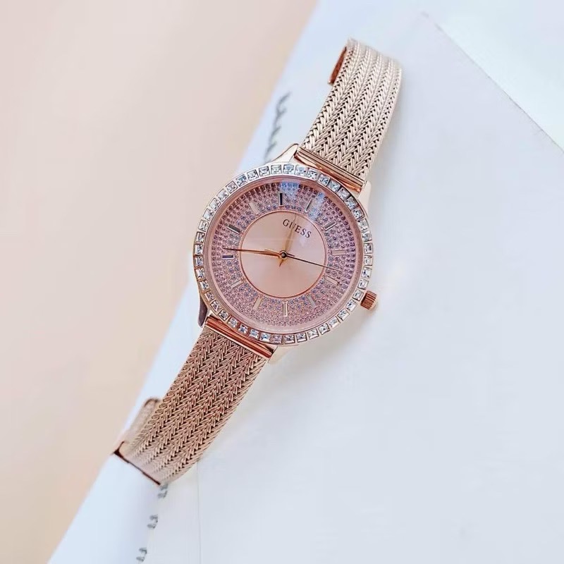 Đồng Hồ Guess Willow |Nữ Giới |Đính Đá |Dây Lưới Rose Gold |Máy Pin (Quartz) |Size 38mm |donghogiatot.vn