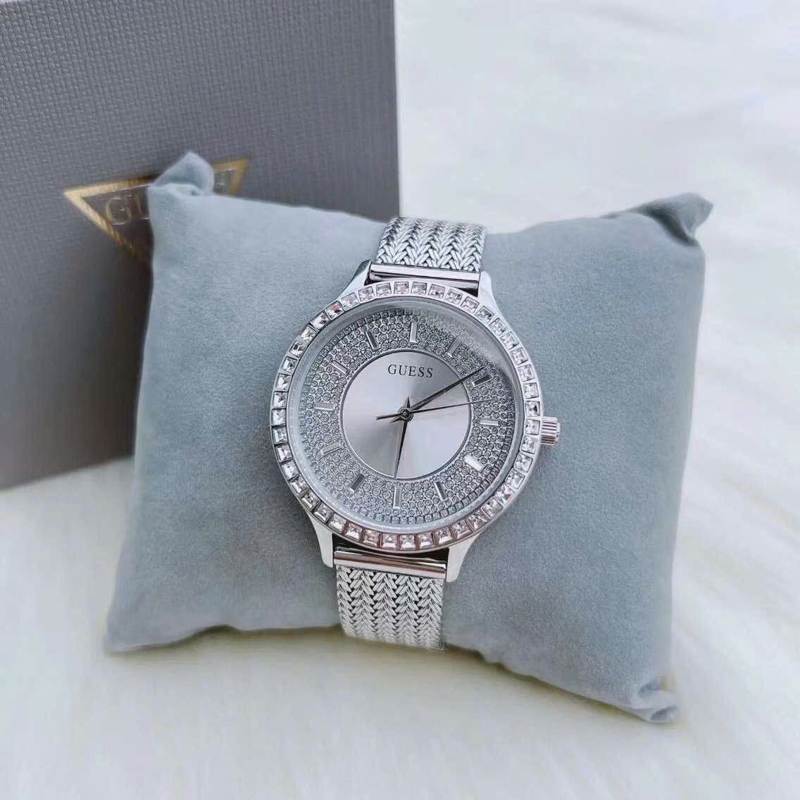 Đồng Hồ Guess Willow |Nữ Giới |Đính Đá |Dây Lưới Trắng Silver |Máy Pin (Quartz) |Size 38mm |donghogiatot.vn