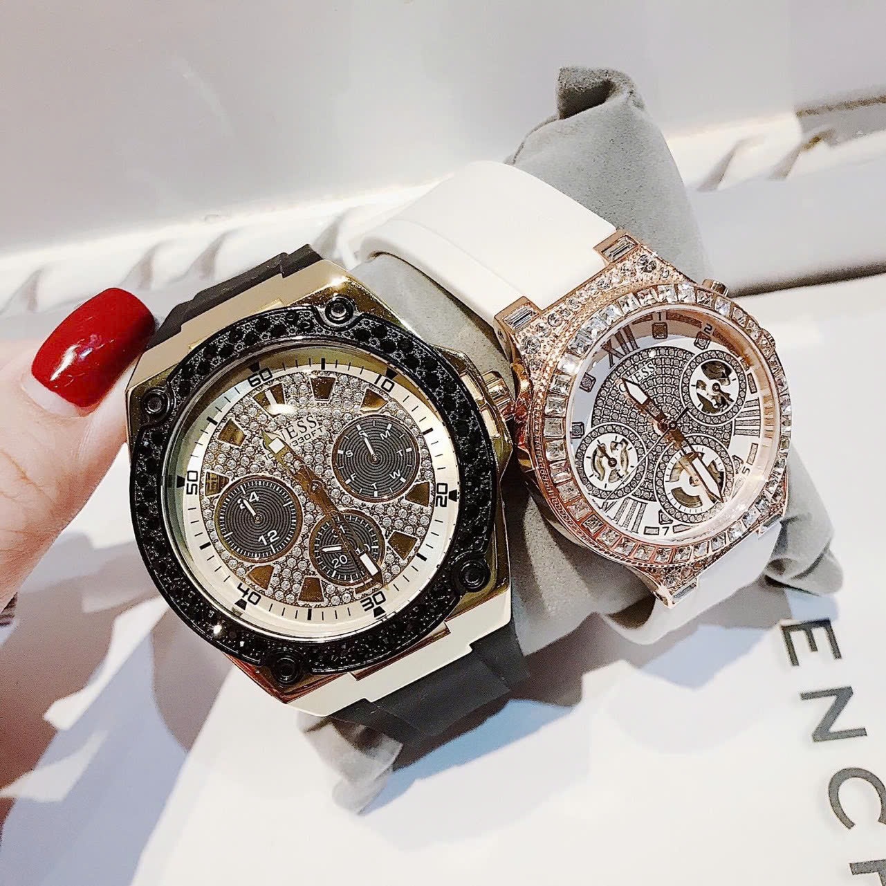 Đồng Hồ Guess Rigor |Cặp Đôi |Multifunction |Đính Đá |Dây Sillicone |Size 43x36mm |donghogiatot.vn