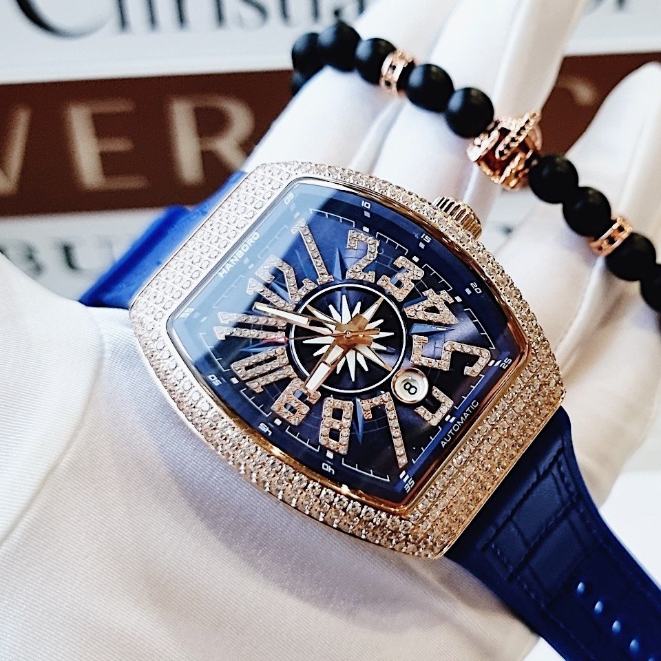 Đồng Hồ Hanboro Franck Muller |Nam Giới |Rose Gold |Dây Cao Su |Máy Cơ (Tự Động) |Size Lớn 44x55mm |donghogiatot.vn