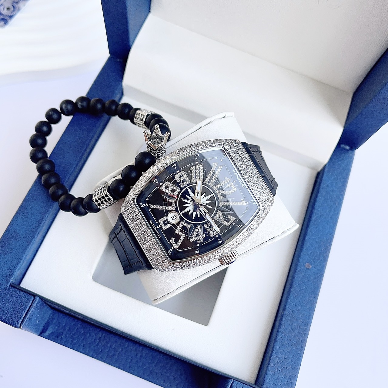 Đồng Hồ Hanboro Franck Muller |Nam Giới |Trắng Silver |Silicone |Máy Cơ (Tự Động) |Size Lớn 44x55mm |donghogiatot.vn