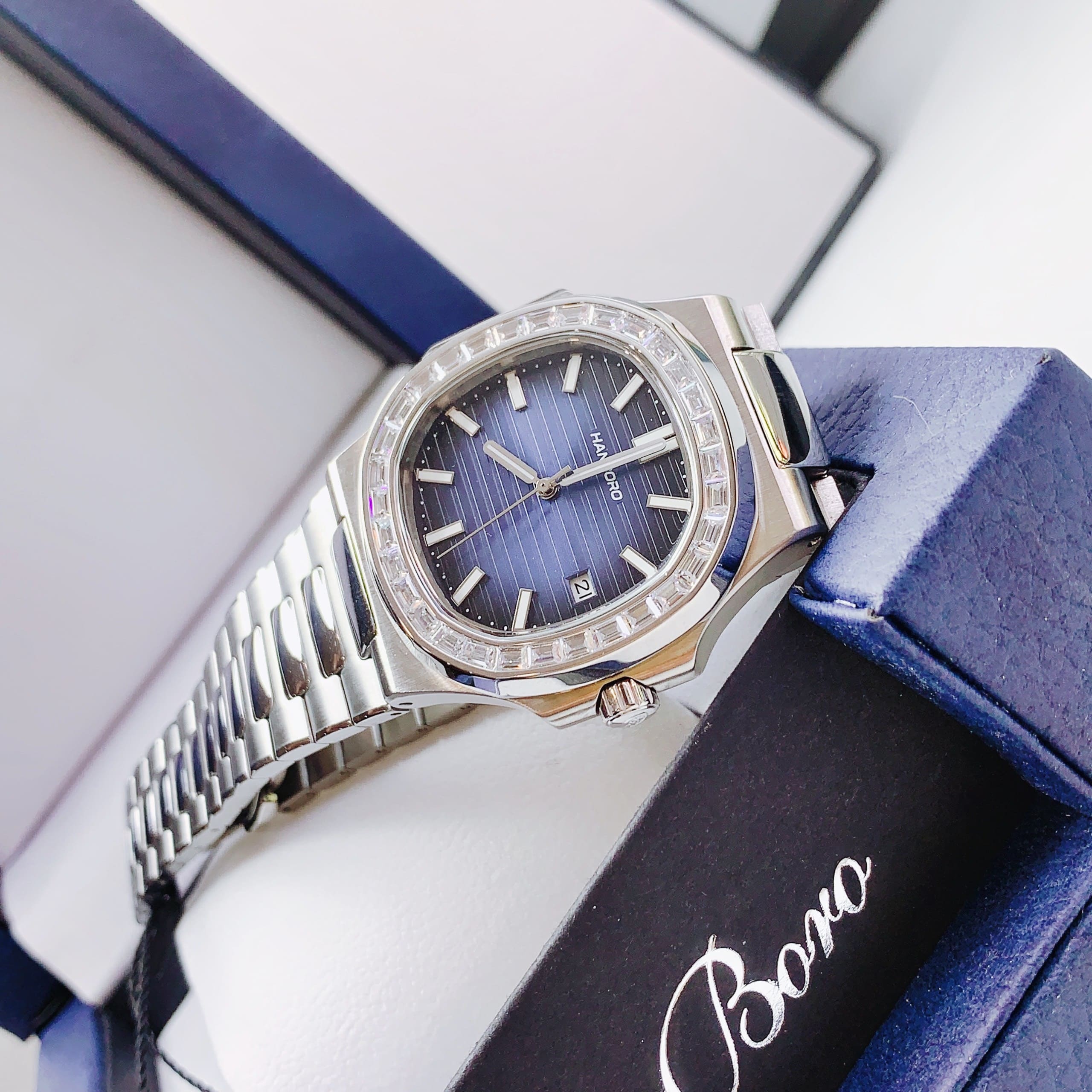 Đồng Hồ Hanboro Nautilus |Nam Giới |Mặt Xanh Dương |Dây Kim Loại |Máy Cơ (Automatic) |Size 40mm |donghogiatot.vn
