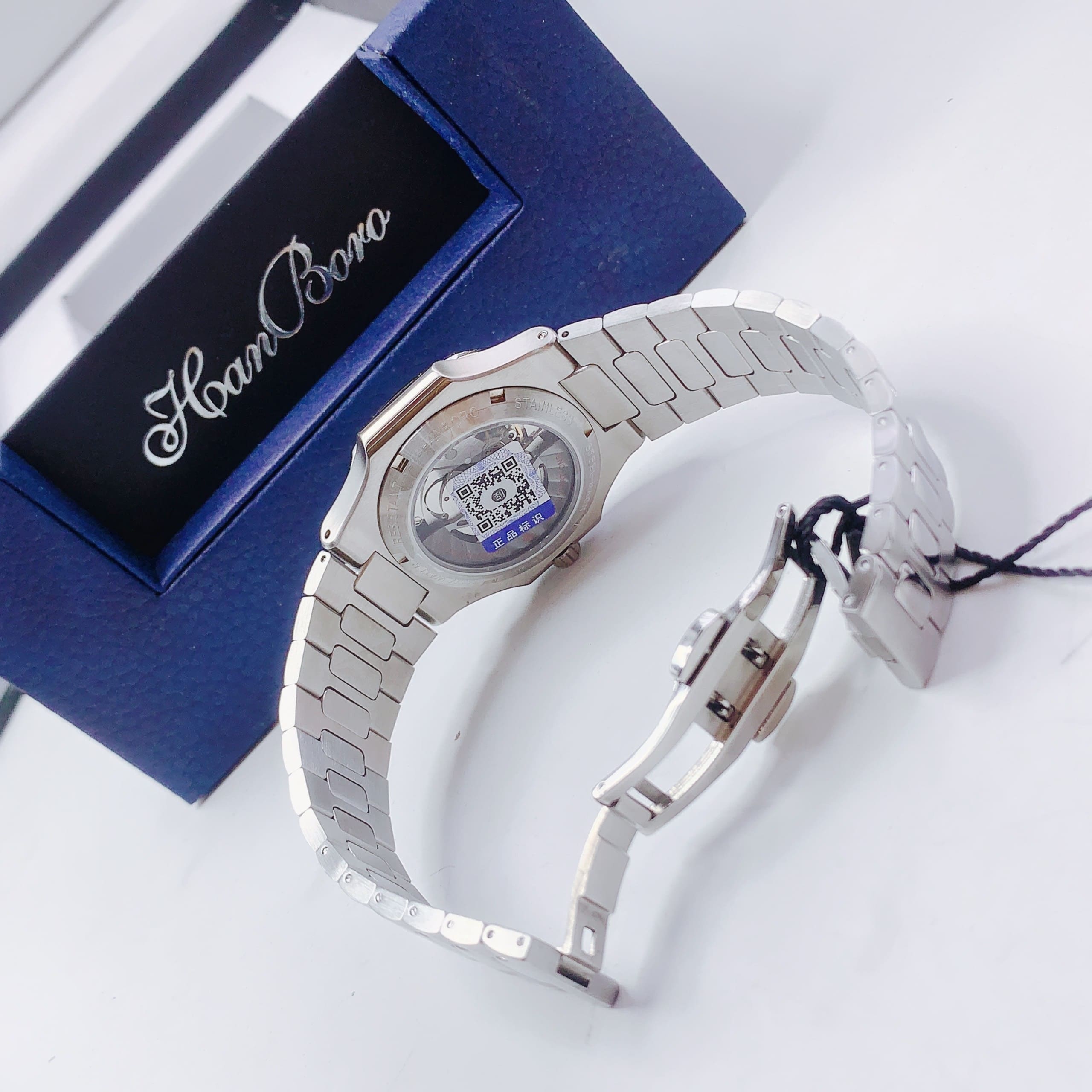 Đồng Hồ Hanboro Nautilus |Nam Giới |Mặt Xanh Dương |Dây Kim Loại |Máy Cơ (Automatic) |Size 40mm |donghogiatot.vn