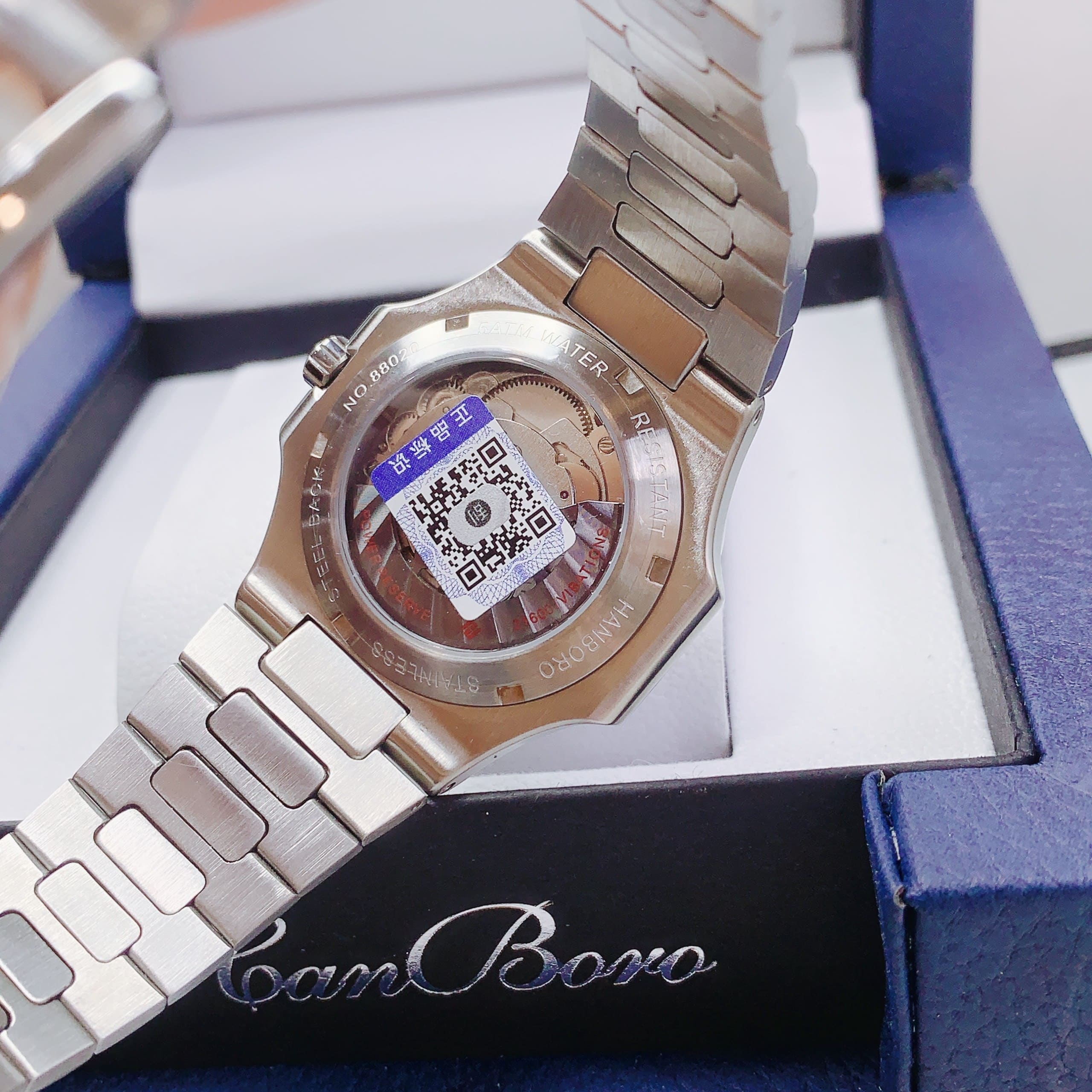 Đồng Hồ Hanboro Nautilus |Nam Giới |Mặt Xanh Dương |Dây Kim Loại |Máy Cơ (Automatic) |Size 40mm |donghogiatot.vn