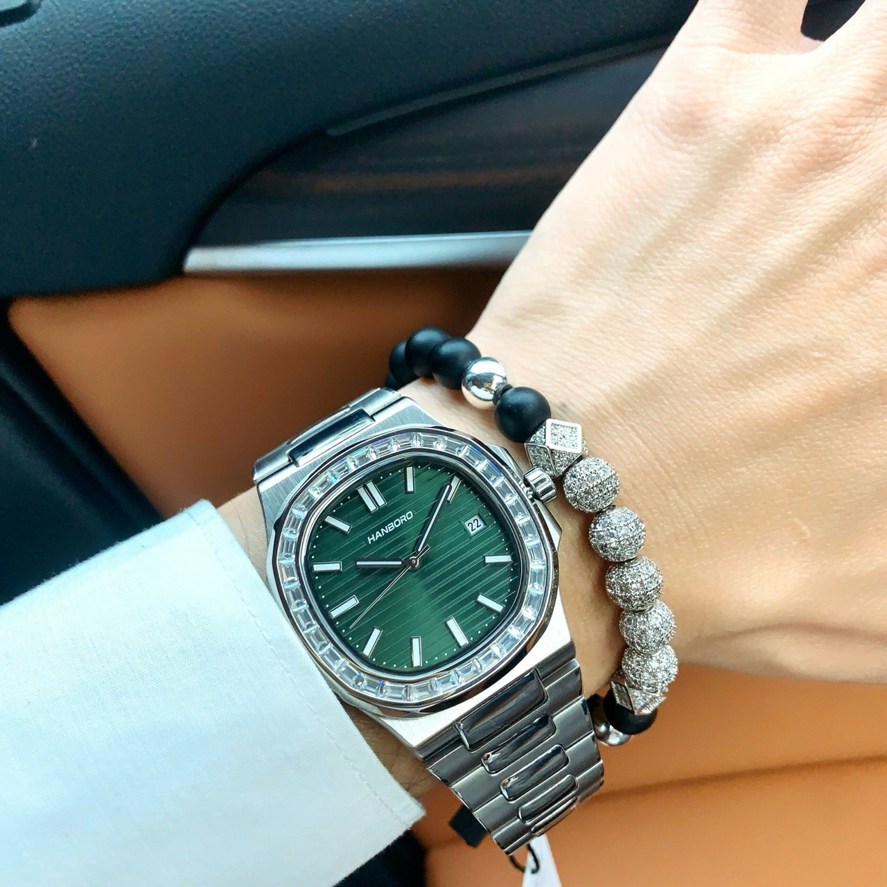 Đồng Hồ Hanboro Nautilus |Nam Giới |Mặt Xanh Lá |Dây Kim Loại |Máy Cơ (Automatic) |Size 40mm |donghogiatot.vn