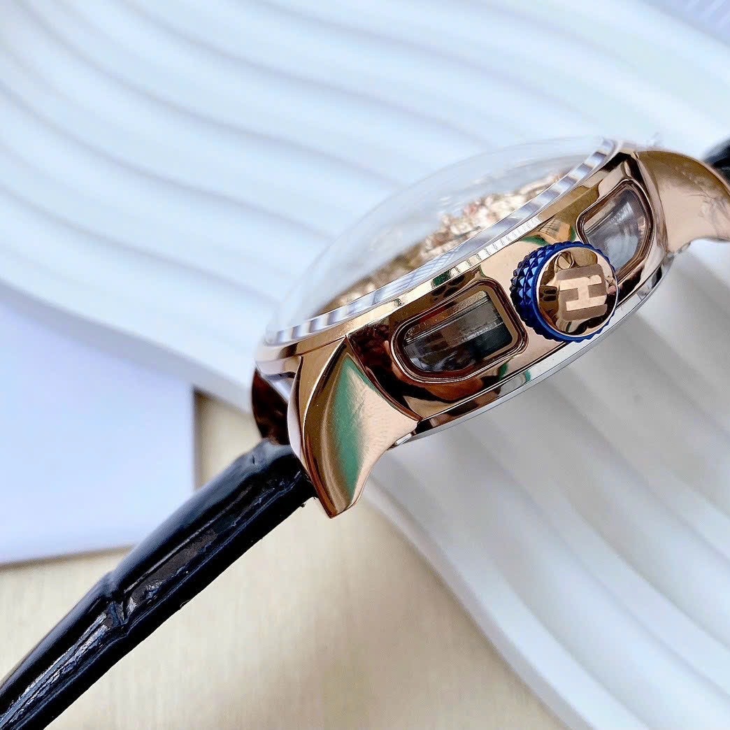 Đồng Hồ Hanboro Rồng Vàng |Nam Giới |Rose Gold |Dây Da Đen |Máy Cơ (Automatic) |Size 45mm |donghogiatot.vn