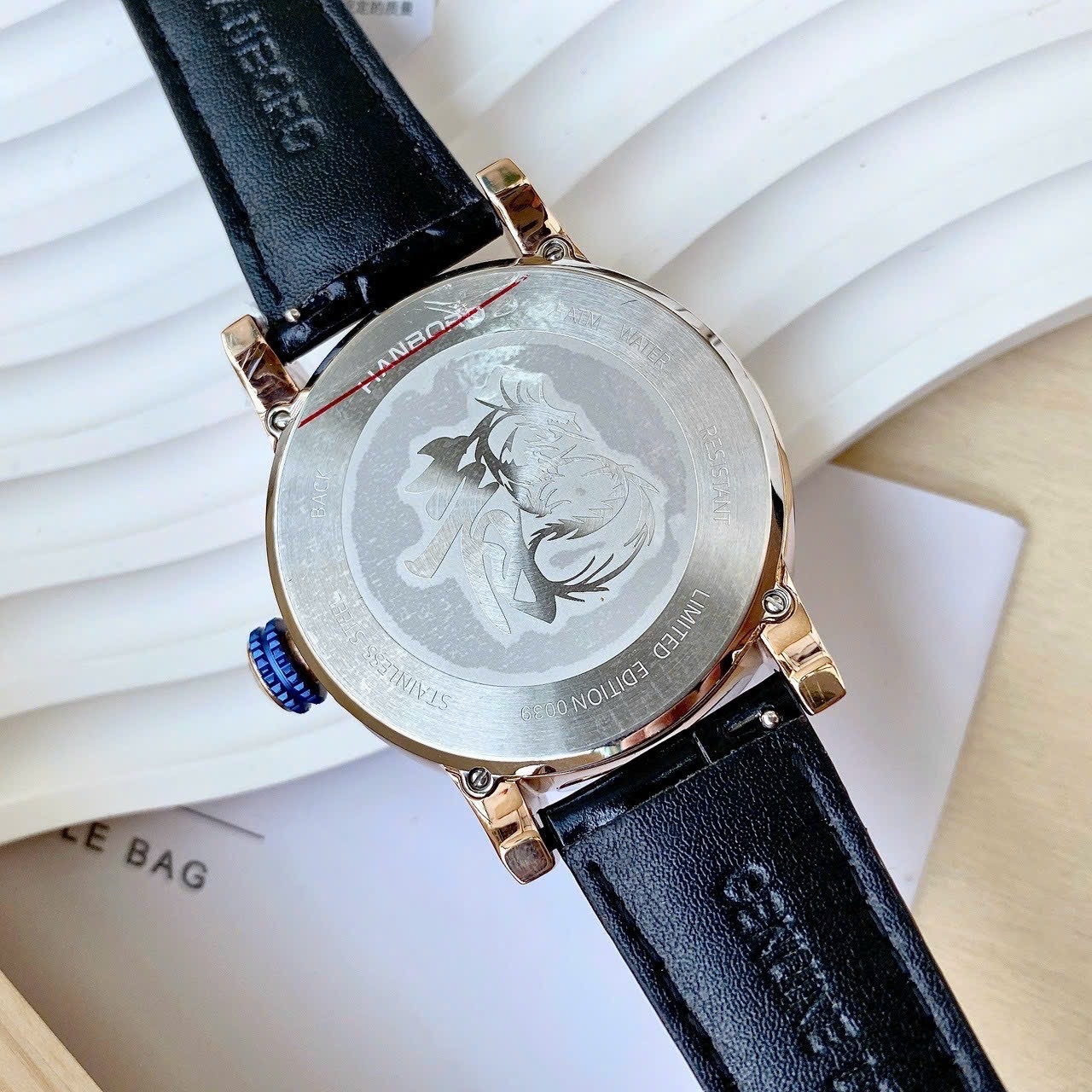 Đồng Hồ Hanboro Rồng Vàng |Nam Giới |Rose Gold |Dây Da Đen |Máy Cơ (Automatic) |Size 45mm |donghogiatot.vn