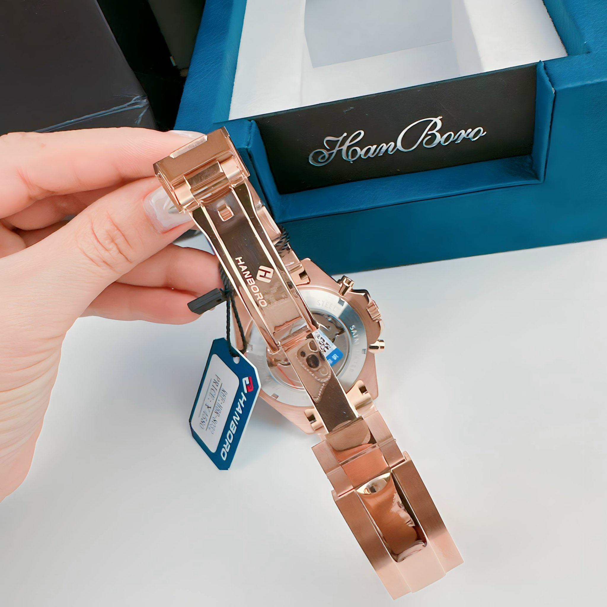 Đồng Hồ Hanboro Tựa Rolex |Nam Giới |Rose Gold |Dây Kim Loại |Máy Cơ (Automatic) |Size 43mm |donghogiatot.vn