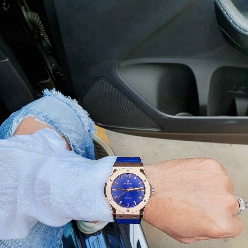 Đồng Hồ Hublot Classic Fusion |Nam Giới |Rose Gold |Dây Da Xanh Bọc Cao Su |Máy Cơ (Automatic) |Size 42mm |donghogiatot.vn