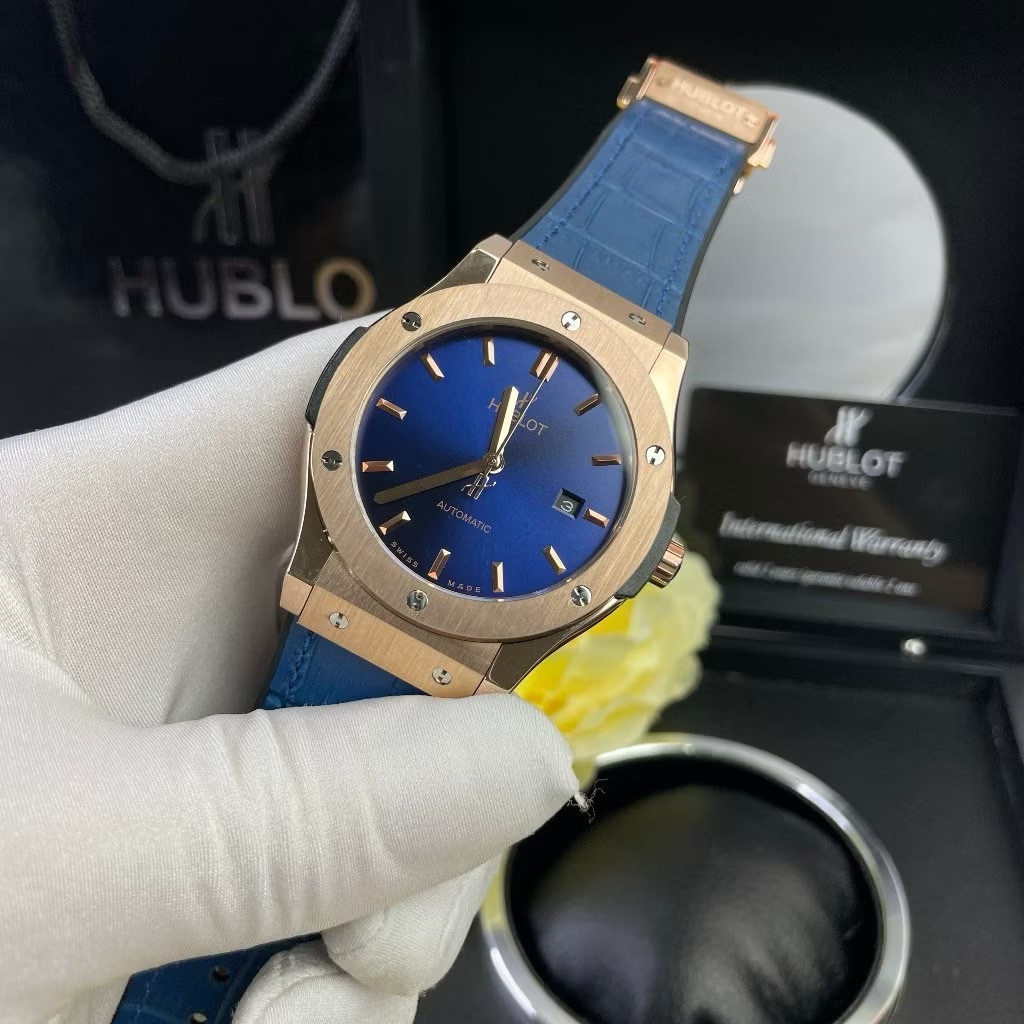 Đồng Hồ Hublot Classic Fusion |Nam Giới |Rose Gold |Dây Da Xanh Bọc Cao Su |Máy Cơ (Automatic) |Size 42mm |donghogiatot.vn