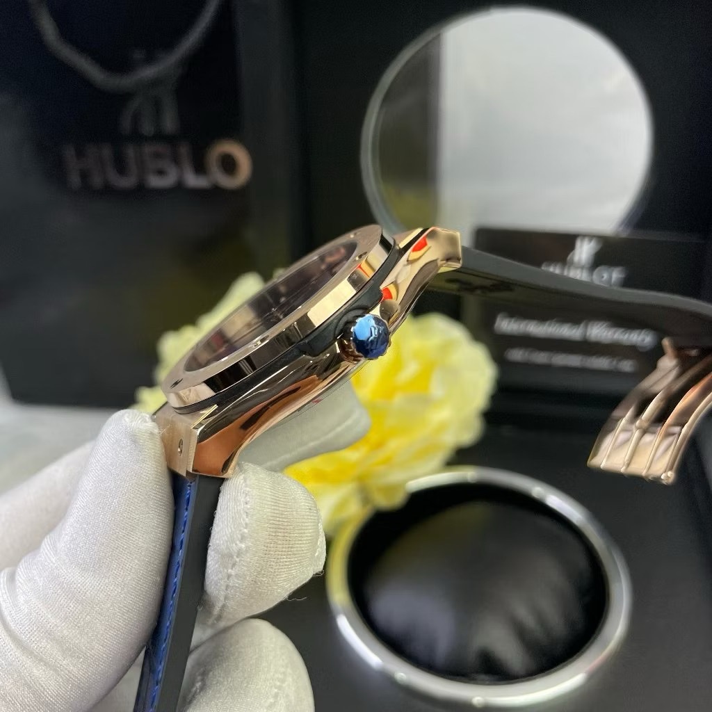 Đồng Hồ Hublot Classic Fusion |Nam Giới |Rose Gold |Dây Da Xanh Bọc Cao Su |Máy Cơ (Automatic) |Size 42mm |donghogiatot.vn
