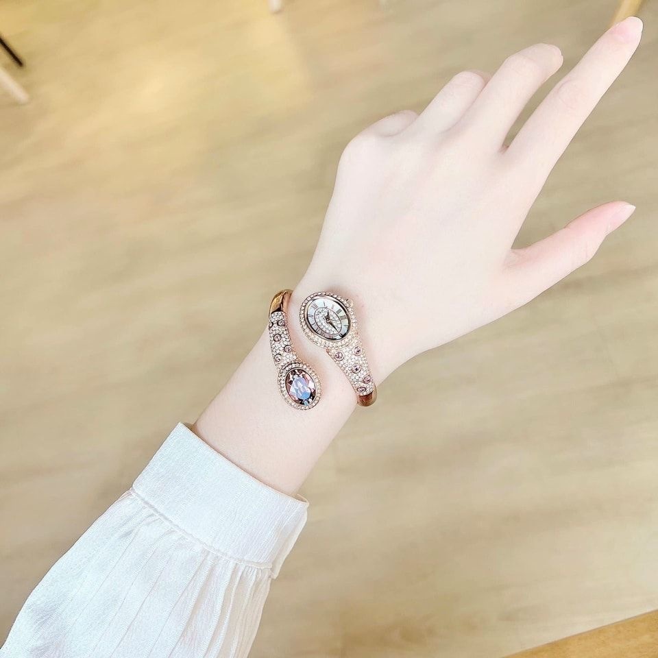 Đồng Hồ Melissa Đầu Rắn |Nữ Giới |Đính Đá Tím |Lắc Tay Rose Gold |Máy Pin (Quartz) |Size 28mm |donghogiatot.vn