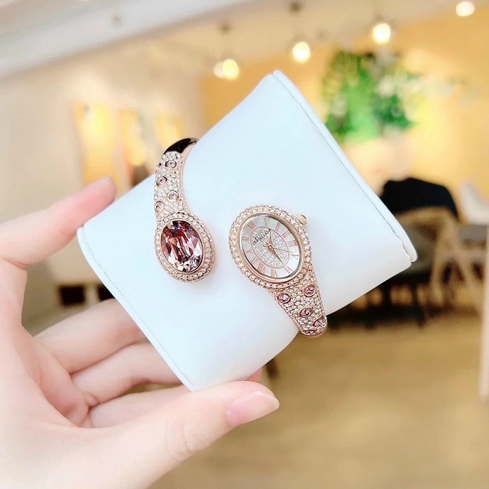 Đồng Hồ Melissa Đầu Rắn |Nữ Giới |Đính Đá Tím |Lắc Tay Rose Gold |Máy Pin (Quartz) |Size 28mm |donghogiatot.vn