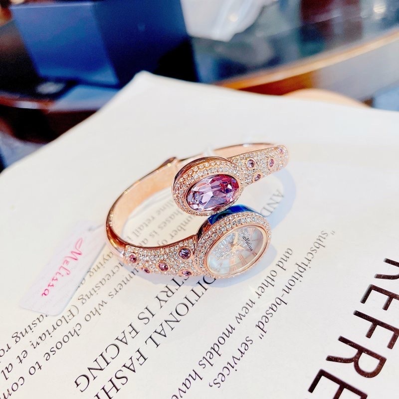 Đồng Hồ Melissa Đầu Rắn |Nữ Giới |Đính Đá Tím |Lắc Tay Rose Gold |Máy Pin (Quartz) |Size 28mm |donghogiatot.vn