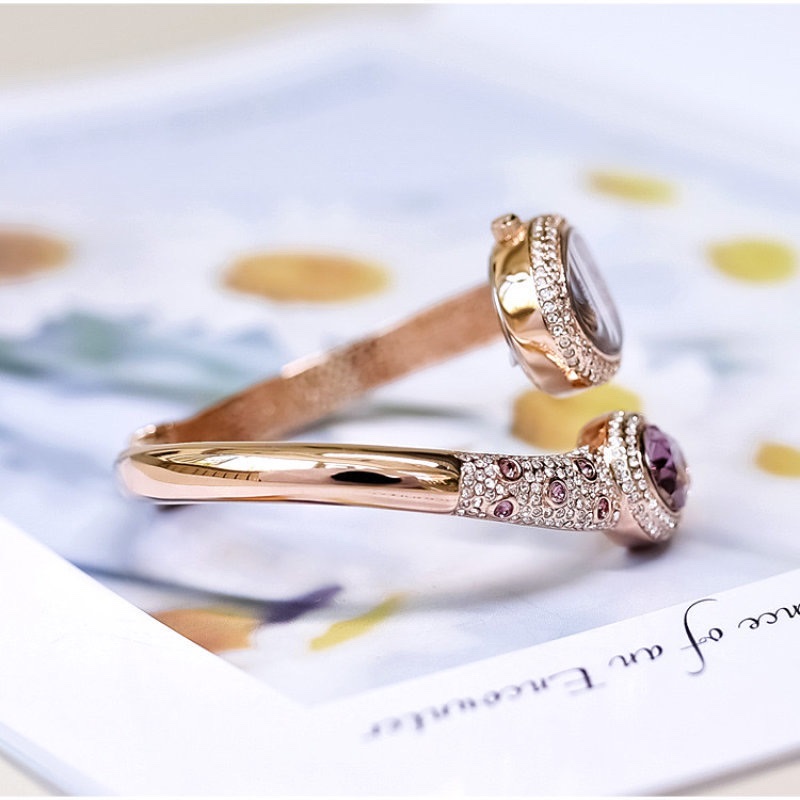 Đồng Hồ Melissa Đầu Rắn |Nữ Giới |Đính Đá Tím |Lắc Tay Rose Gold |Máy Pin (Quartz) |Size 28mm |donghogiatot.vn