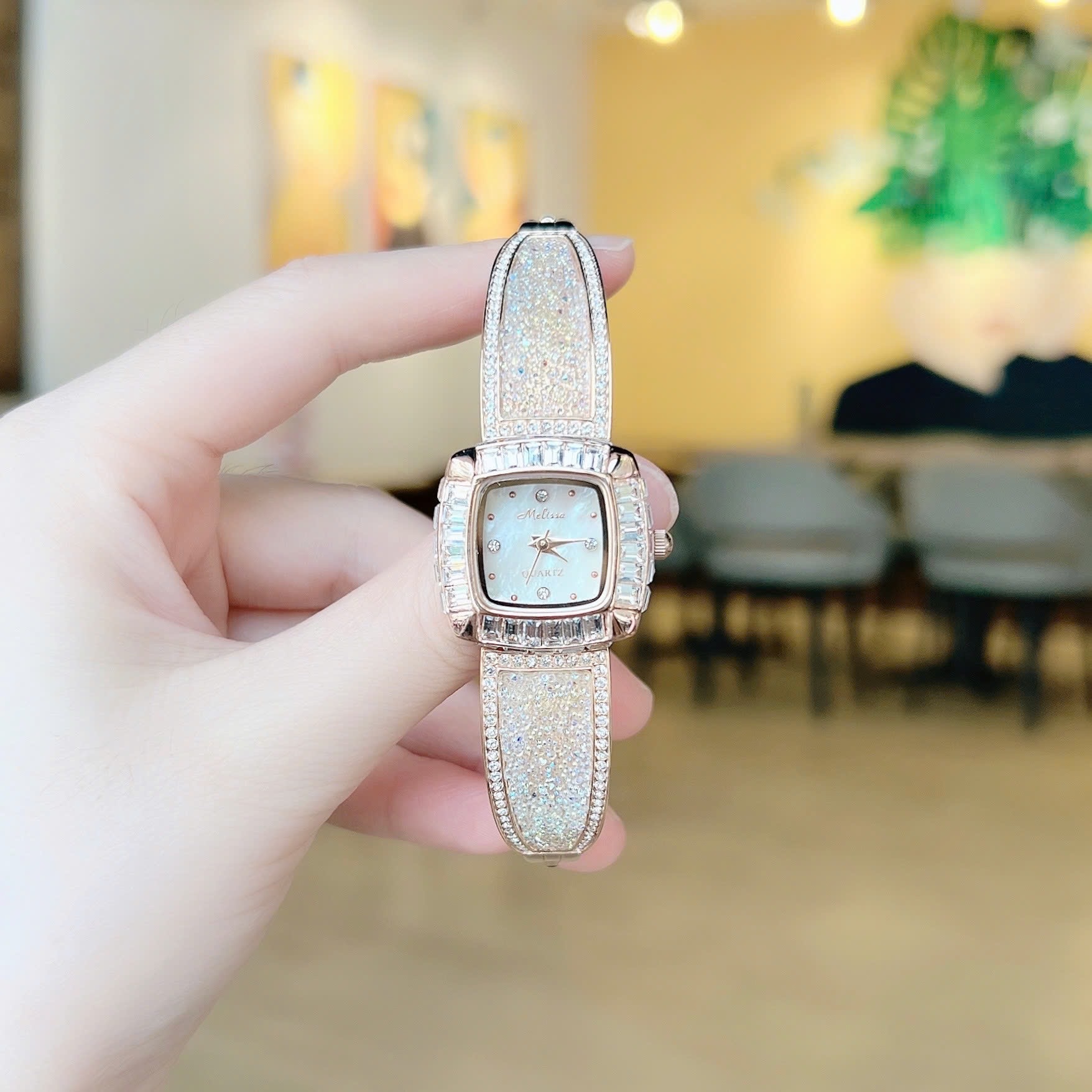 Đồng Hồ Melissa Mặt Vuông |Nữ Giới |Đính Đá |Lắc Tay Rose Gold |Máy Pin (Quartz) |Size 24mm |donghogiatot.vn