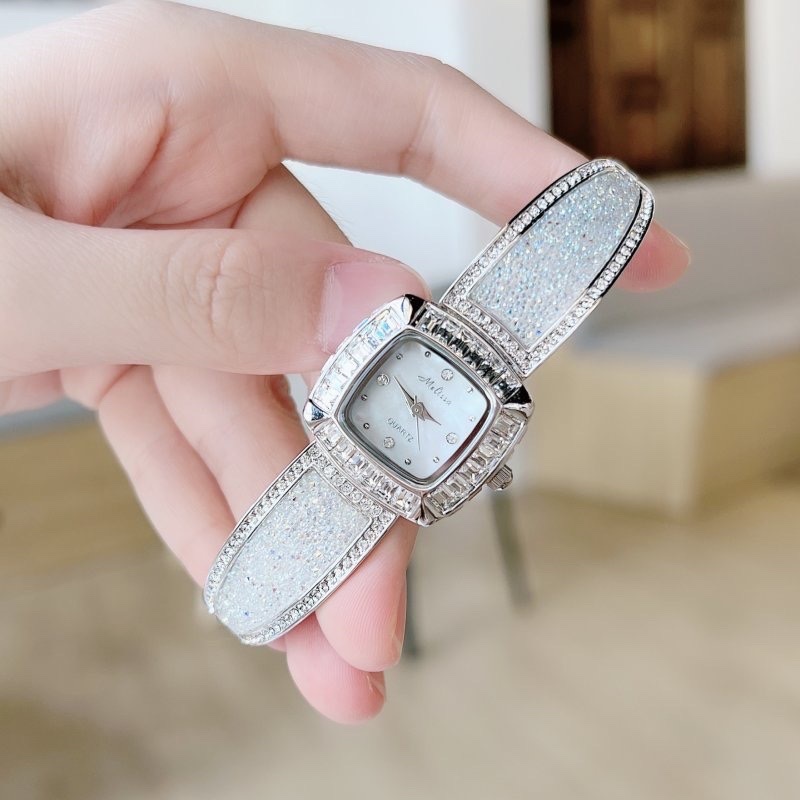 Đồng Hồ Melissa Mặt Vuông |Nữ Giới |Đính Đá |Lắc Tay Trắng Silver |Máy Pin (Quartz) |Size 24mm |donghogiatot.vn