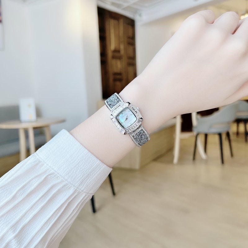 Đồng Hồ Melissa Mặt Vuông |Nữ Giới |Đính Đá |Vòng Tay Đen Silver |Máy Pin (Quartz) |Size 24mm |donghogiatot.vn
