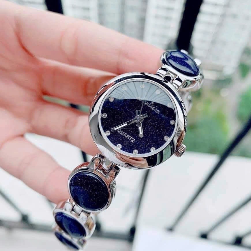Đồng Hồ Melissa Mặt Đính Đá |Nữ Giới |Silver |Lắc Tay Xanh Dương |Máy Pin (Quartz) |Size 28mm |donghogiatot.vn