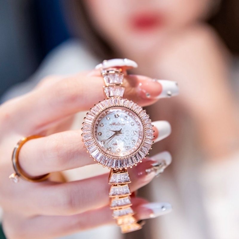 Đồng Hồ Melissa Mặt Họa Tiết |Nữ Giới |Rose Gold |Vòng Tay Đính Đá Pha Lê |Máy Pin (Quartz) |Size 33mm |donghogiatot.vn