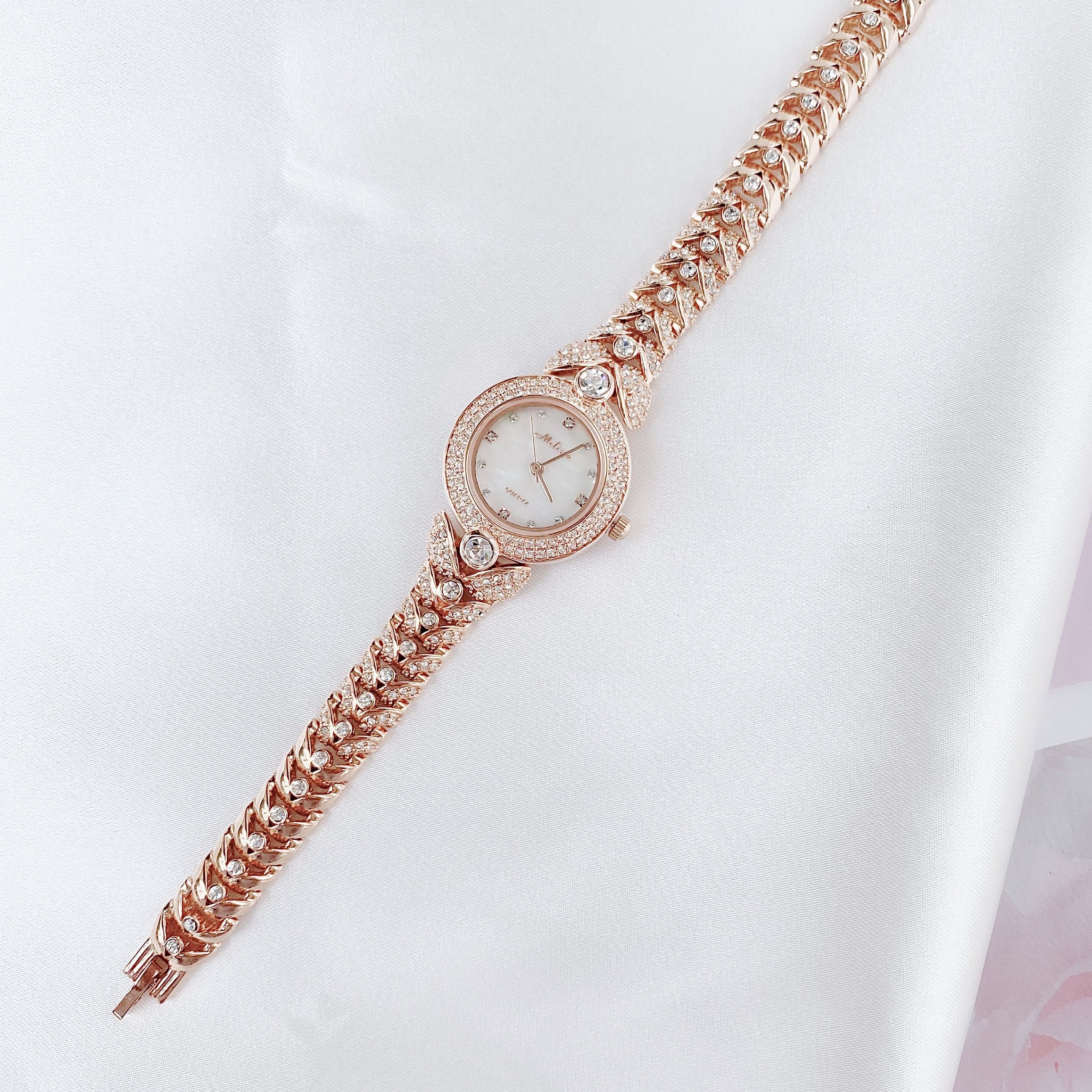 Đồng Hồ Melissa Mặt Tròn |Nữ Giới |Đính Đá Swarovski |Lắc Tay Rose Gold |Máy Pin (Quartz) |Size 28mm |donghogiatot.vn
