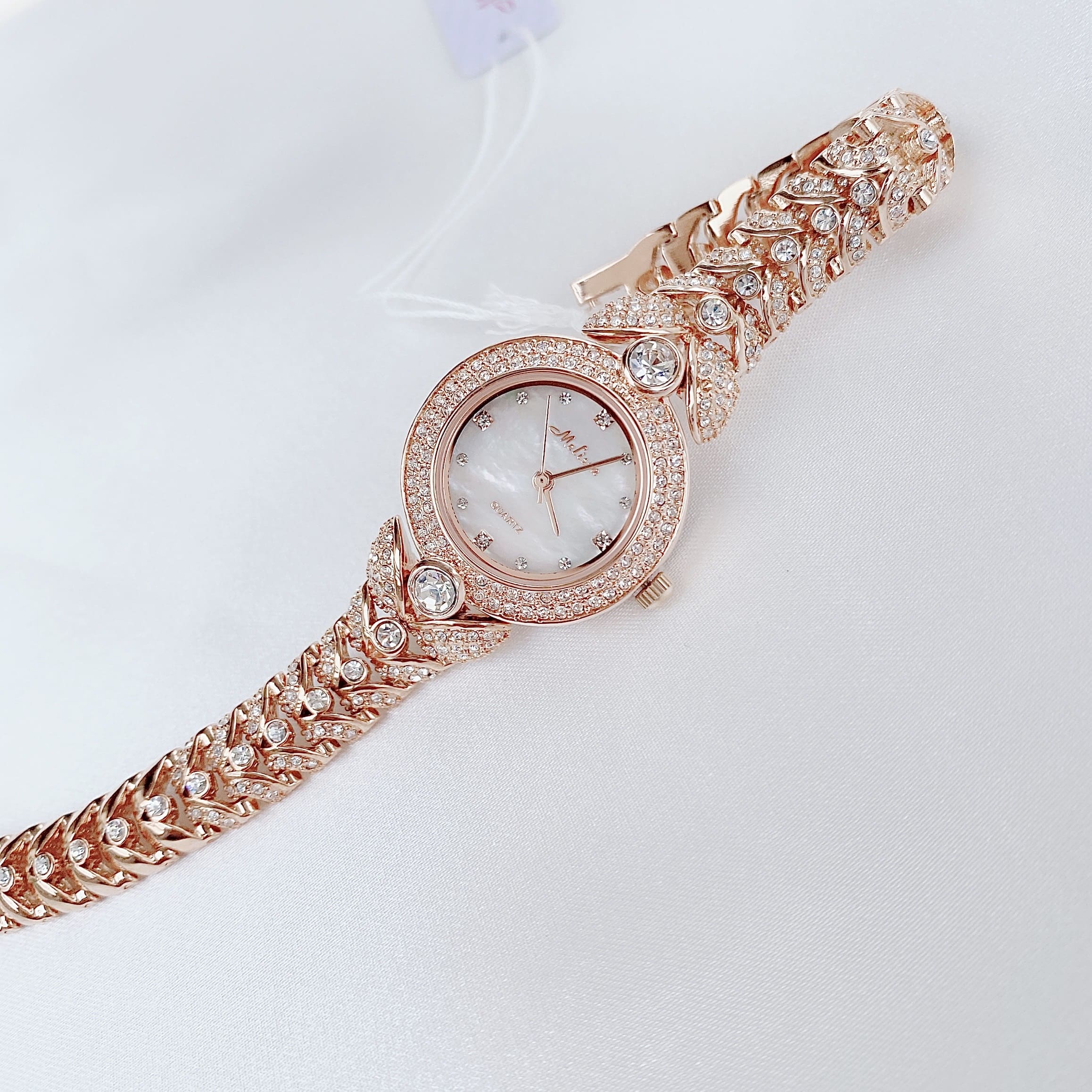 Đồng Hồ Melissa Mặt Tròn |Nữ Giới |Đính Đá Swarovski |Lắc Tay Rose Gold |Máy Pin (Quartz) |Size 28mm |donghogiatot.vn