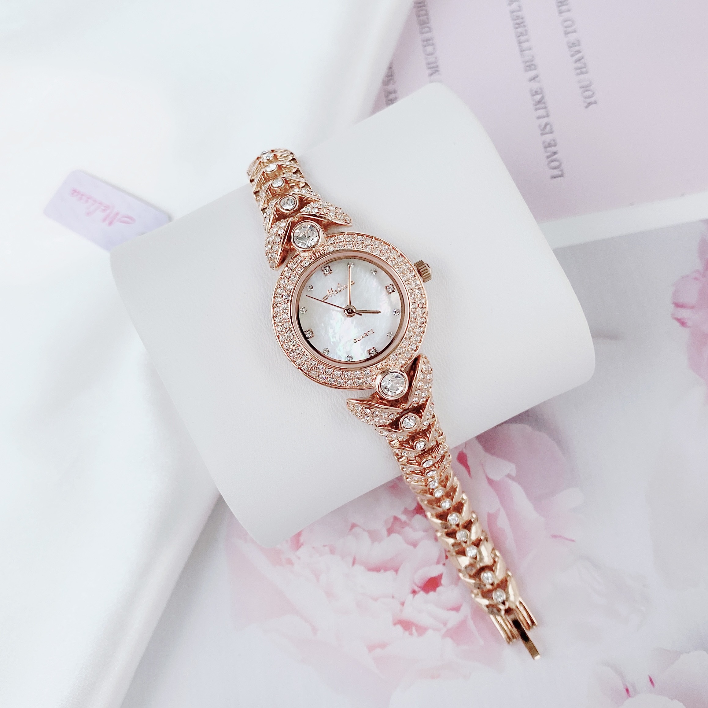 Đồng Hồ Melissa Mặt Tròn |Nữ Giới |Đính Đá Swarovski |Lắc Tay Rose Gold |Máy Pin (Quartz) |Size 28mm |donghogiatot.vn