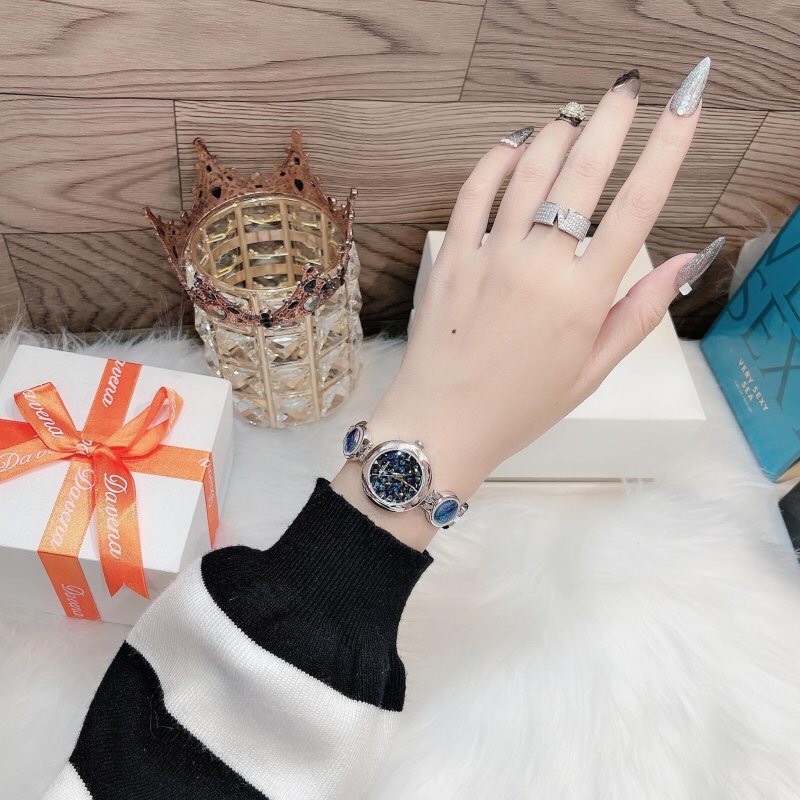 Đồng Hồ Melissa Mặt Tròn |Nữ Giới |Silver |Lắc Tay Đính Đá Rơi Xanh Dương |Máy Pin (Quartz) |Size 28mm |donghogiatot.vn