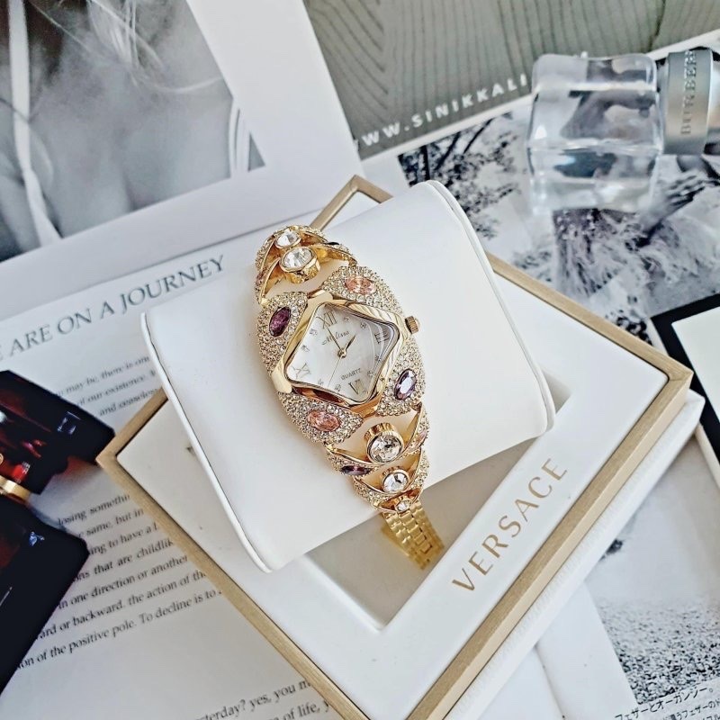 Đồng Hồ Melissa Mặt Vuông |Nữ Giới |Đính Đá Nhiều Màu |Lắc Tay Vàng Gold |Máy Pin (Quartz) |Size 38mm |donghogiatot.vn