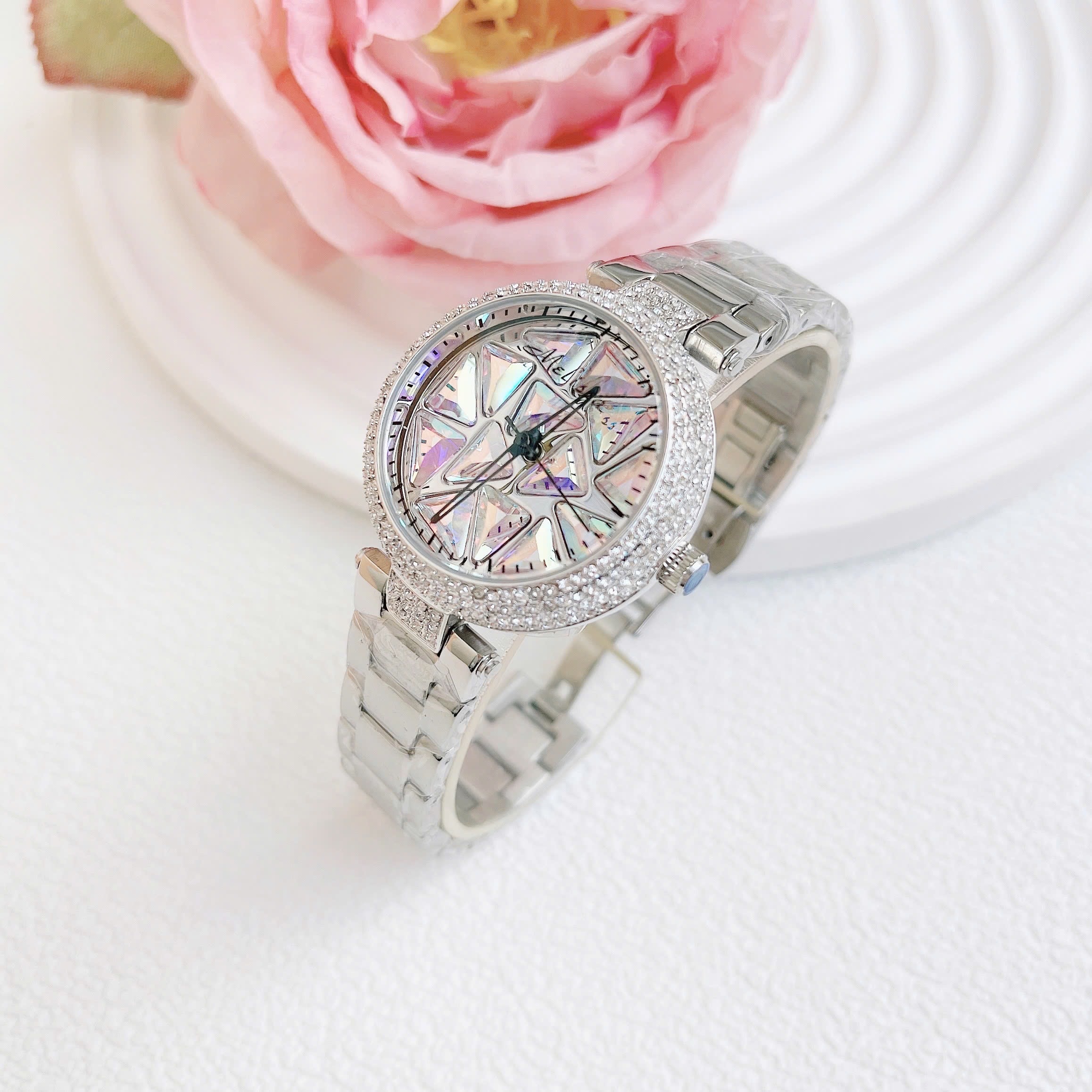 Đồng Hồ Melissa Mặt Xoay |Nữ Giới |Đính Pha Lê Màu |Dây Kim Loại |Máy Pin (Quartz) |Size 35mm |donghogiatot.vn