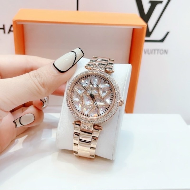 Đồng Hồ Melissa Mặt Xoay |Nữ Giới |Đính Pha Lê Trắng |Dây Kim Loại Rose Gold |Máy Pin (Quartz) |Size 35mm |donghogiatot.vn