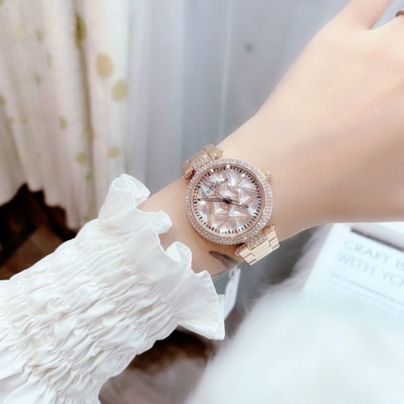 Đồng Hồ Melissa Mặt Xoay |Nữ Giới |Đính Pha Lê Trắng |Dây Kim Loại Rose Gold |Máy Pin (Quartz) |Size 35mm |donghogiatot.vn