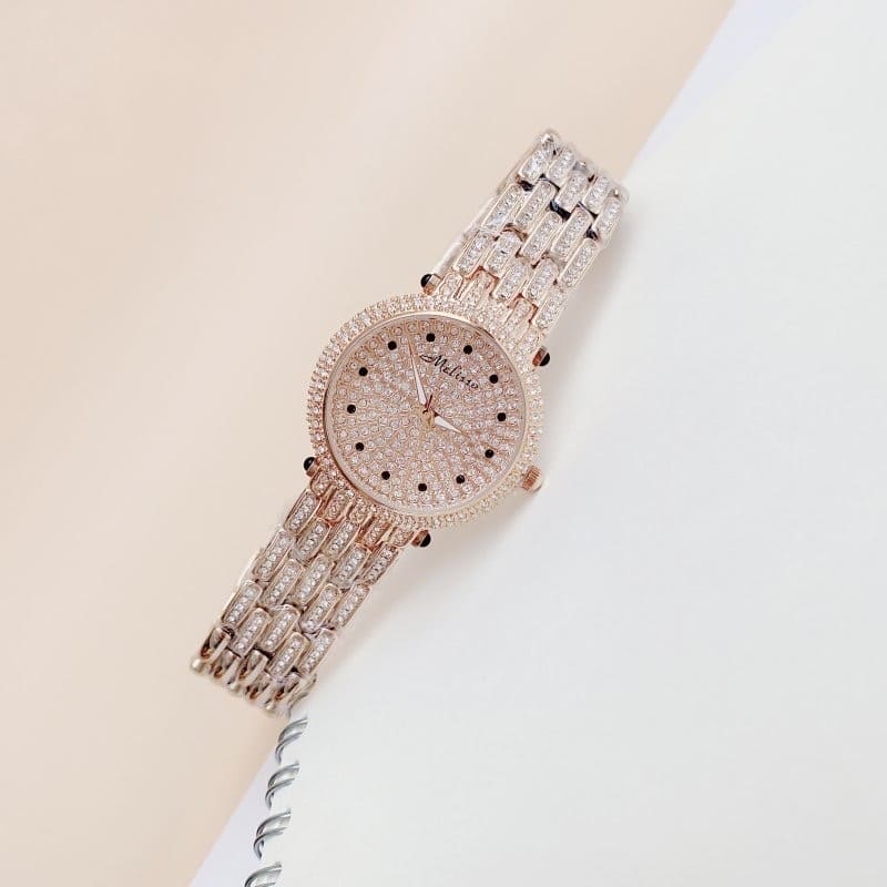 Đồng Hồ Melissa Full Đá Swarovski |Nữ Giới |Dây Kim Loại Rose Gold |Máy Pin (Quartz) |Size 36mm |donghogiatot.vn