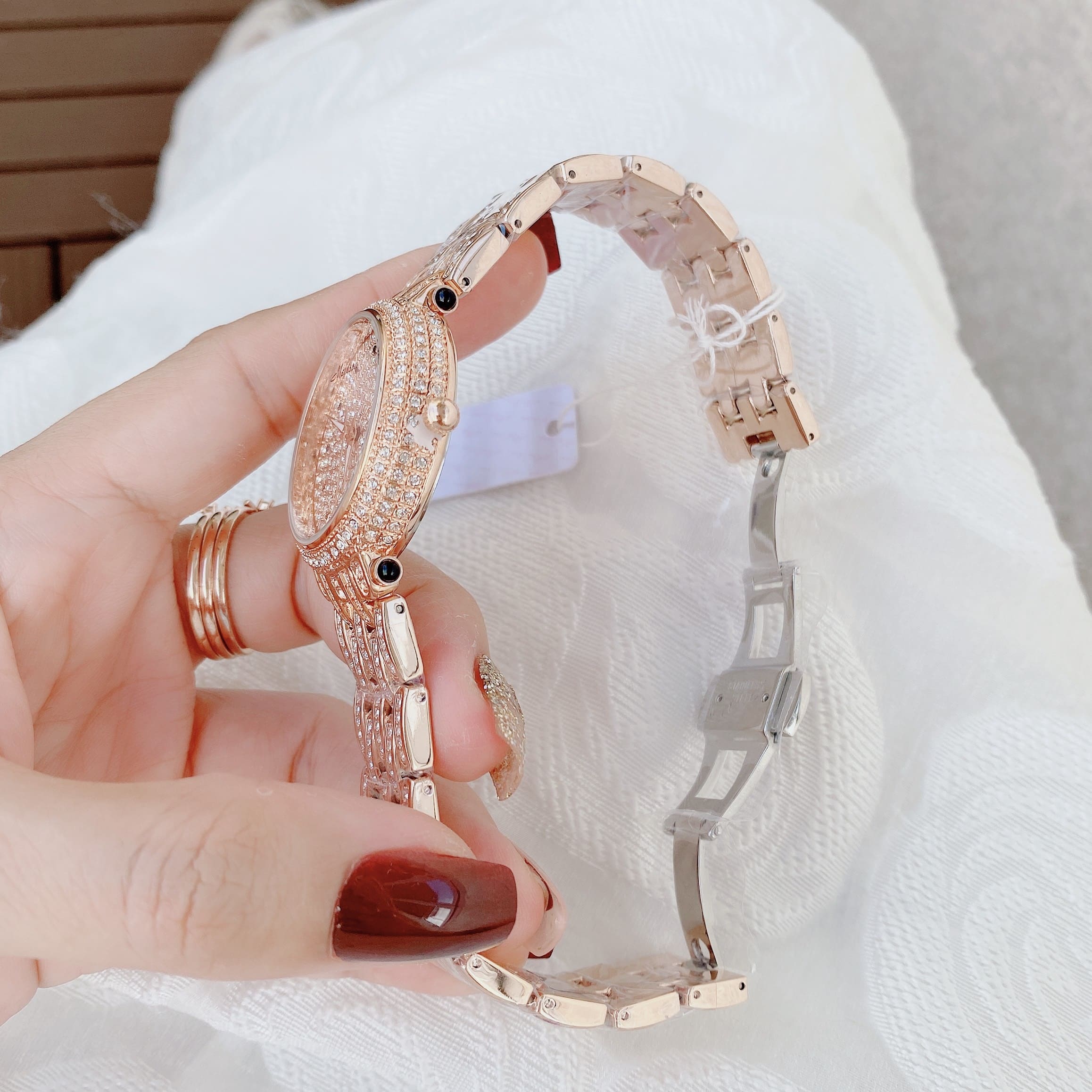 Đồng Hồ Melissa Full Đá Swarovski |Nữ Giới |Dây Kim Loại Rose Gold |Máy Pin (Quartz) |Size 36mm |donghogiatot.vn
