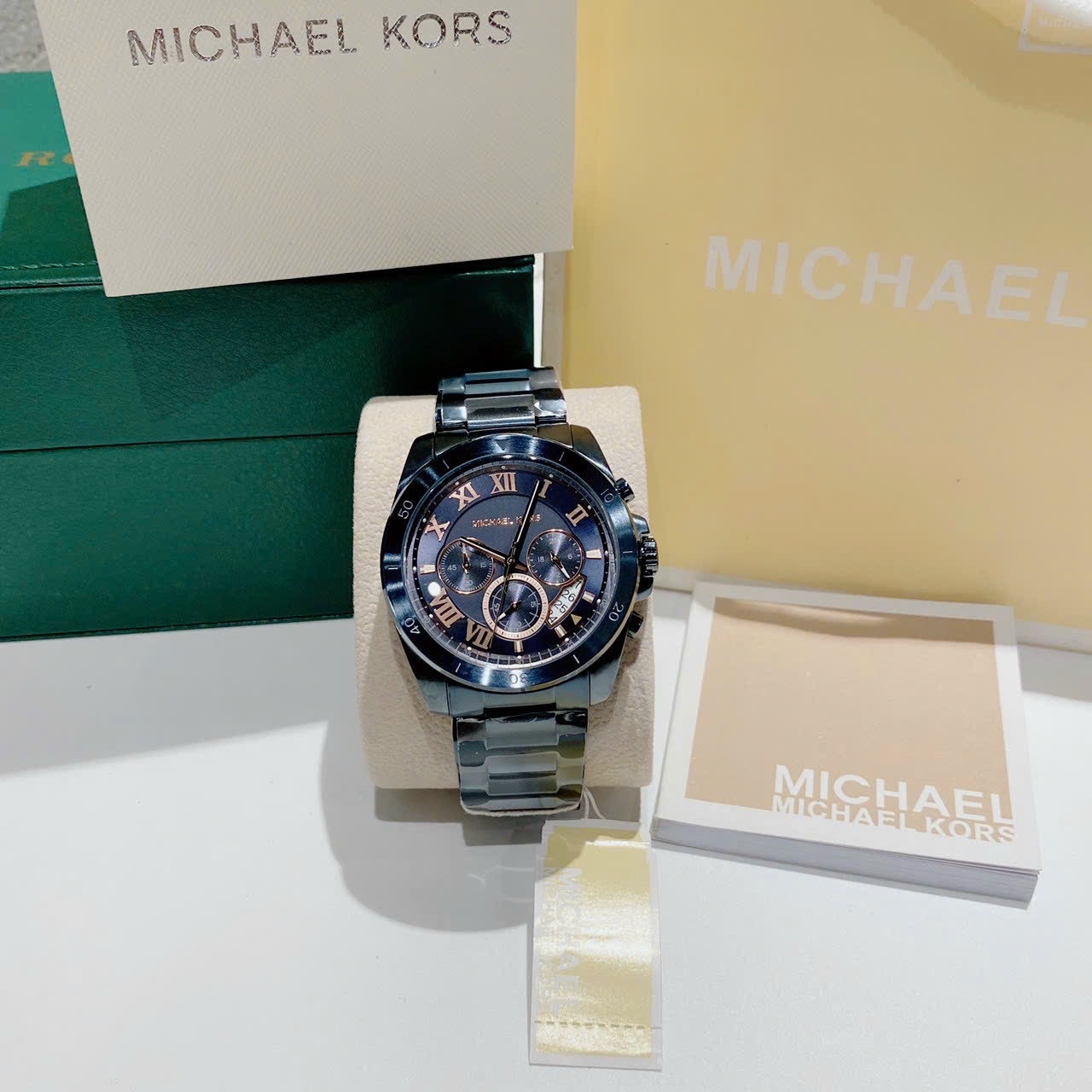 Đồng Hồ Michael Kors Brecken |Nam Giới |Mặt Chronograph |Dây Kim Loại Xanh Navy |Máy Pin (Quartz) |Size 45mm |donghogiatot.vn