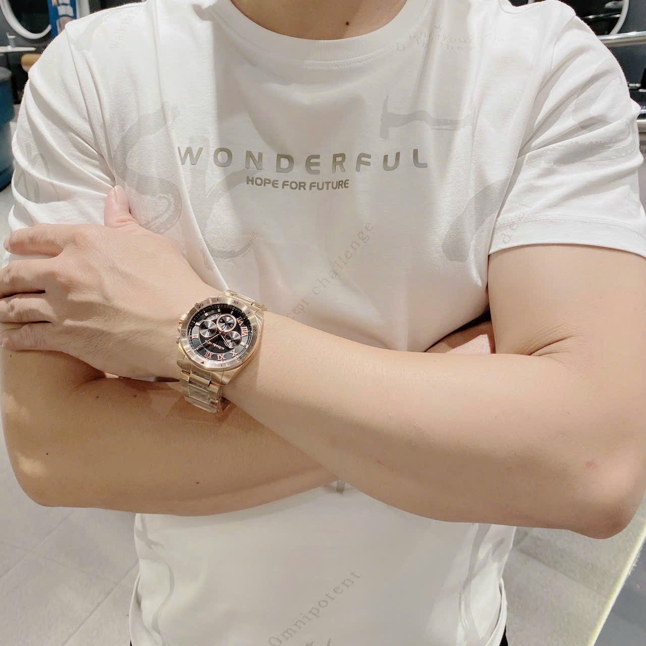 Đồng Hồ Michael Kors Brecken |Nam Giới |Mặt Đen |Dây Kim Loại Rose Gold |Máy Pin (Quartz) |Size 45mm |donghogiatot.vn