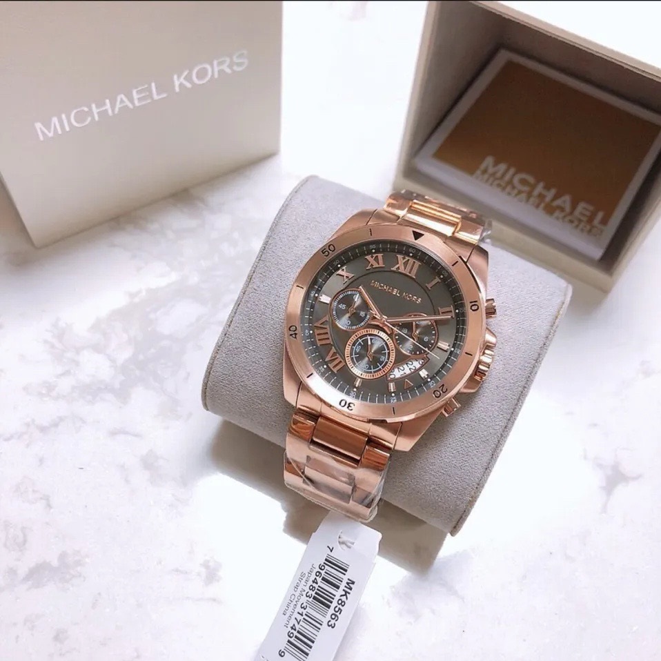 Đồng Hồ Michael Kors Brecken |Nam Giới |Mặt Đen |Dây Kim Loại Rose Gold |Máy Pin (Quartz) |Size 45mm |donghogiatot.vn
